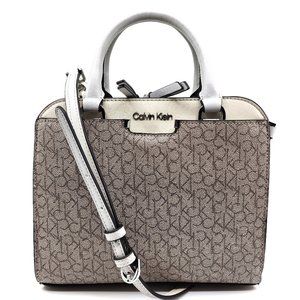 CALVIN KLEIN Danica Monogram Print Satchel Bag - Brand New